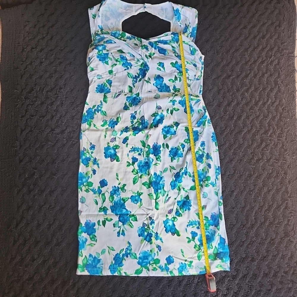 Chic Floral Midi Dress in Blue and White